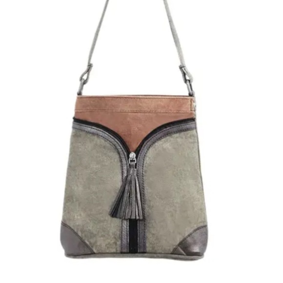 NWT!  Mona B Two-Tone Leather Shoulder Bag - Picture 1 of 7